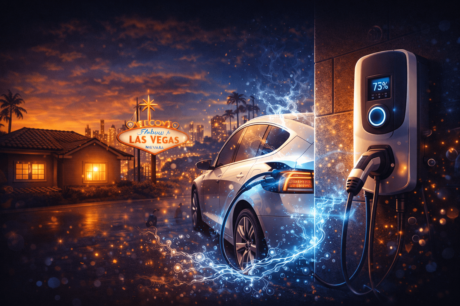 EV charger being installed in a Las Vegas garage