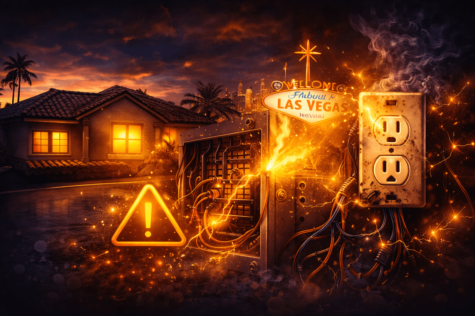 Electrician inspecting old wiring in a Las Vegas home